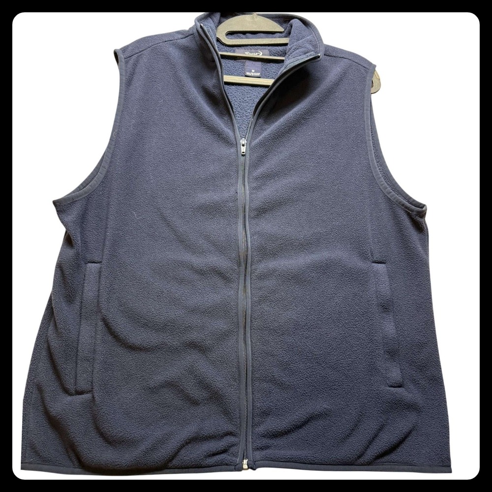 Roundtree & Yorke Sport Fleece Vest Mens Size M Navy Blue Full Zip Outdoor